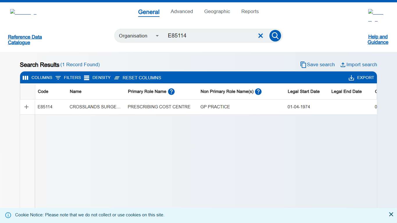 ODS Data Search and Export